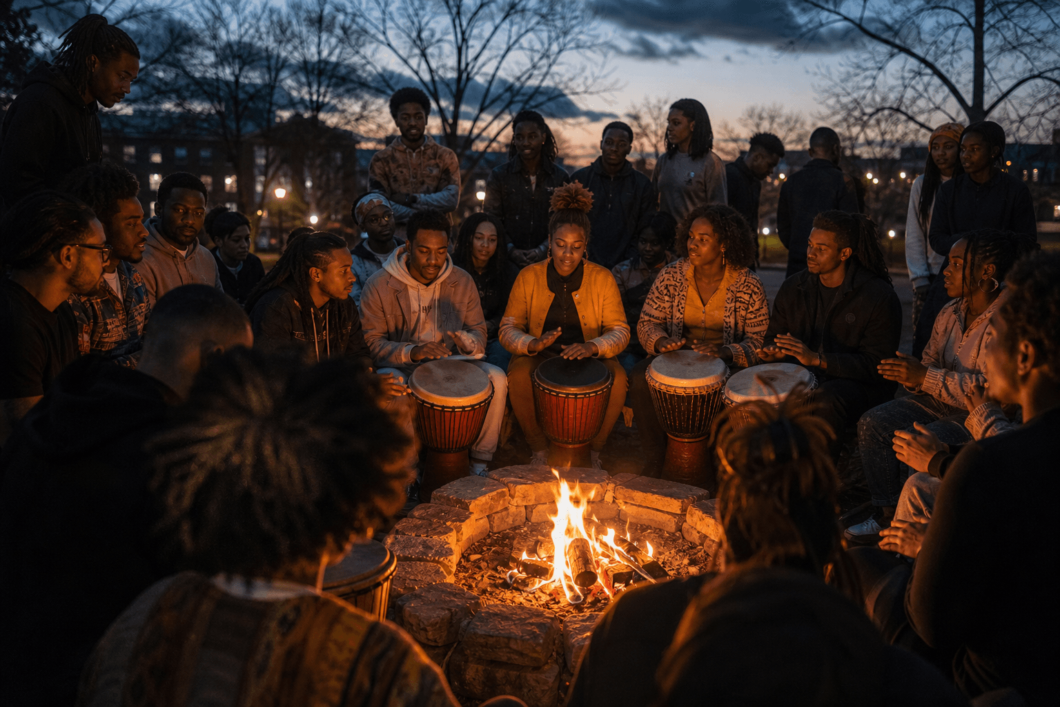 ACT Campus Care drumming in an immersive environment